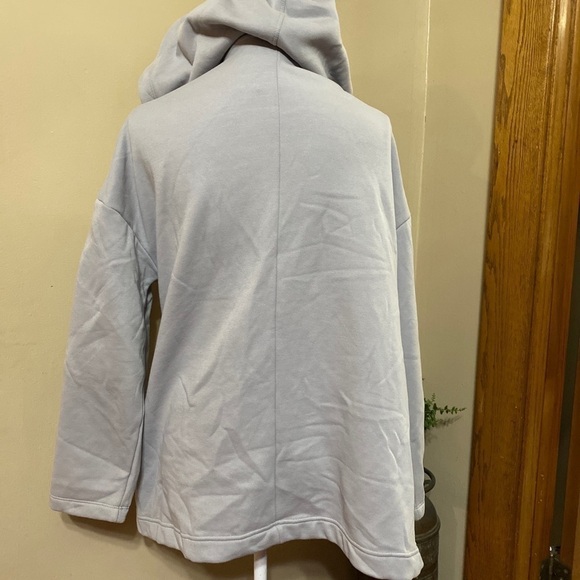 𝅺fabletics Vanessa Womens Gray Fleece Hooded Open Cardigan Sweatshirt Medium. - Picture 2 of 10